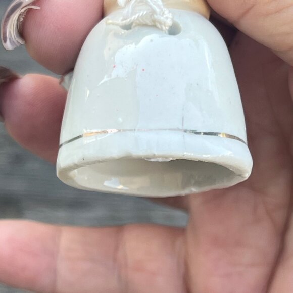 Vintage Porcelain Christmas Angel Bell Music Flowers Ornament 3” tall - Picture 7 of 8